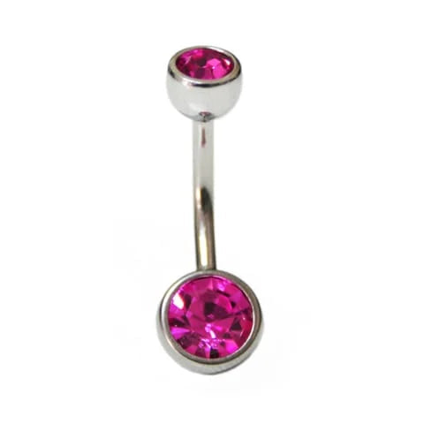 Double Jewelled Fuchsia Crystal Belly Bar