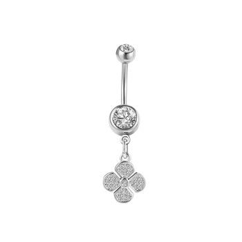 Pygmy Navel Bar - Clover Drop Crystal - 2 colours