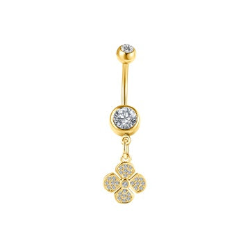 Pygmy Navel Bar - Clover Drop Crystal - 2 colours
