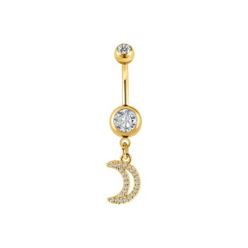 Pygmy Navel Bar - Gold Plated Moon Drop Crystal