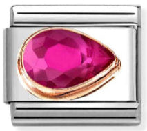 Gemstones - Red CZ Faceted Right Drop Rosegold Charm