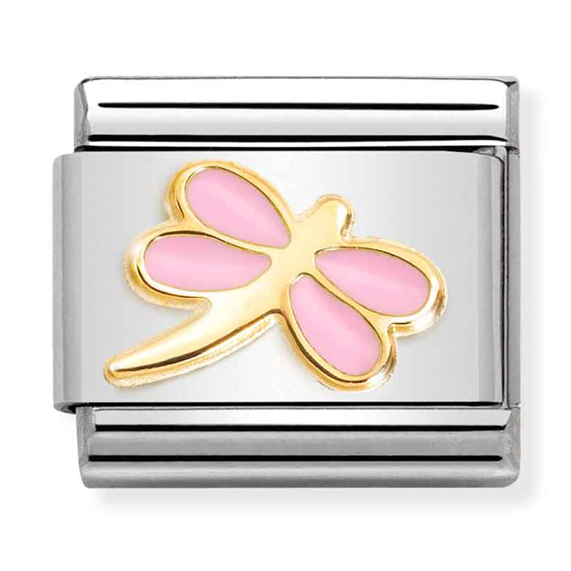 Animals - Pink Dragonfly Gold Charm