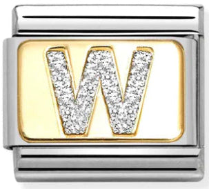 Glitter Gold - Letter W Charm