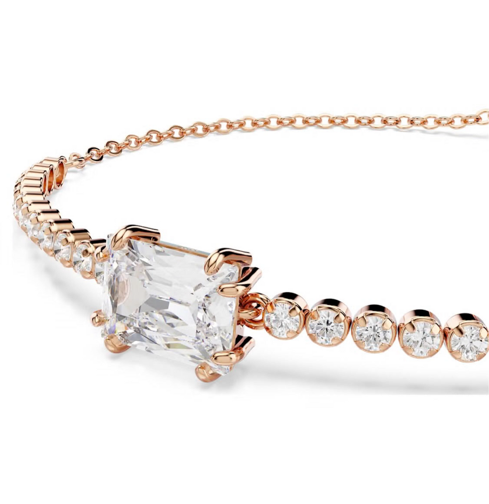 Matrix: White Mixed Cuts Rosegold Tennis Bracelet