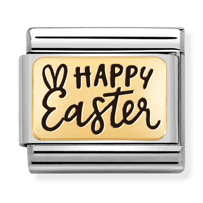 Easter - Happy Easter with Black Enamel Gold Charm