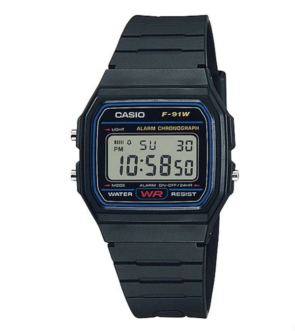 Casio Digital Square Face, Black Resin Band Watch