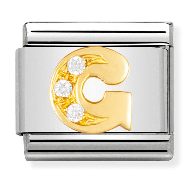 Gold - Letter G with CZ Charm