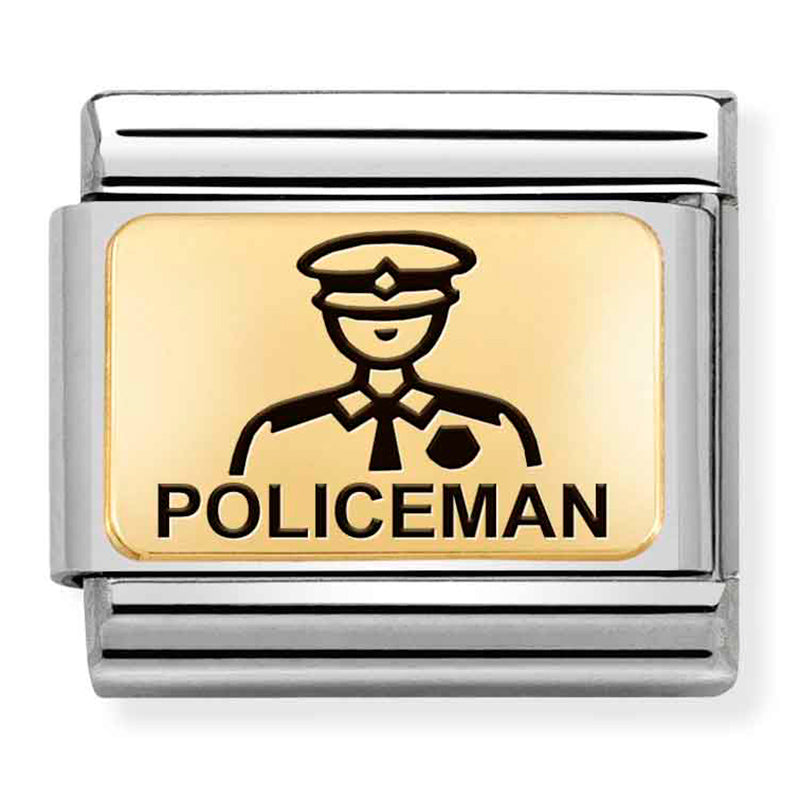Occupation - Policeman with Black Enamel Gold Charm
