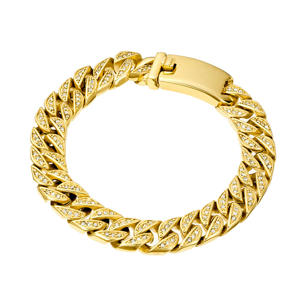Bracelet -  Blaze Stainless Steel Cuban Link CZs Set