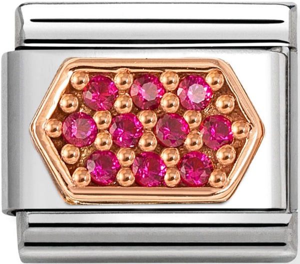 Symbols - Red CZ Hexagon Rosegold Charm