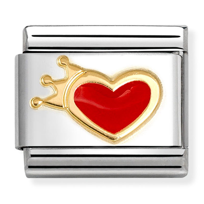 Love - Red Heart with Crown Gold Charm