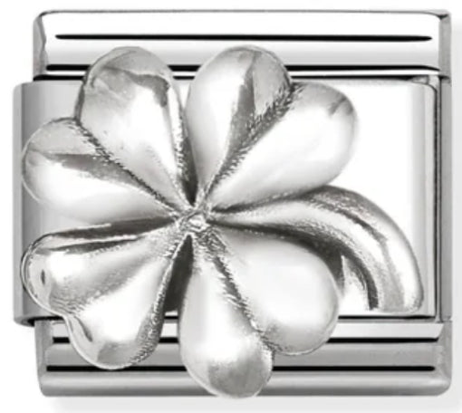 Good Luck - Four Leaf Clover Oxidised Silver Charm
