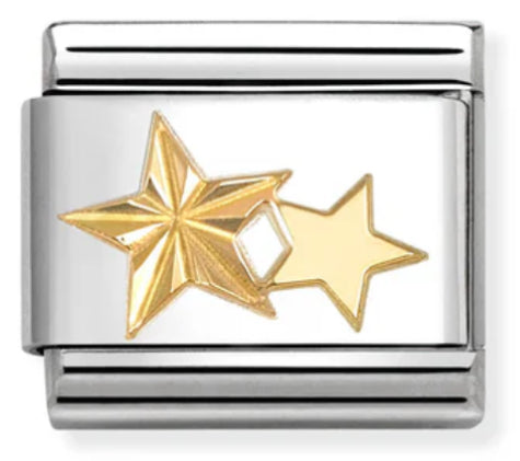 Etched Symbols - Double Star Gold Charm