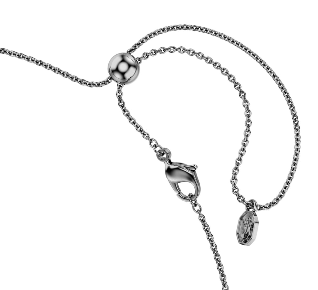 Matrix: Mulitcoloured Gradient Round Cuts Crystal Ruthenium Plated Necklace