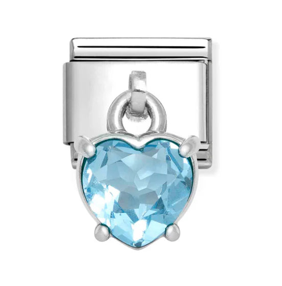 Dangle - Blue Heart CZ Silver Charm