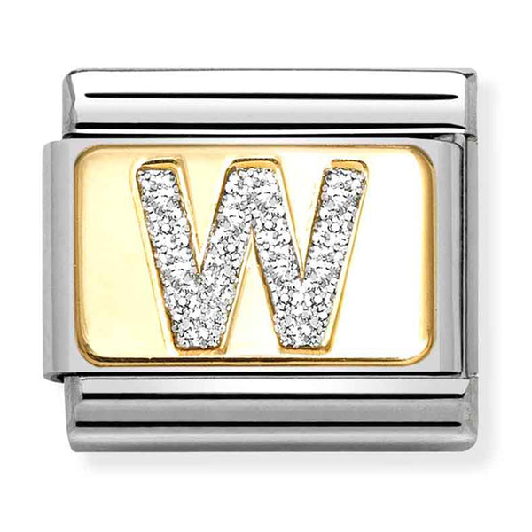 Glitter Gold - Letter W Charm