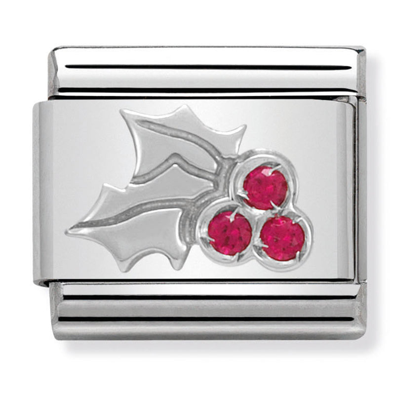🎄Christmas - Red Holly Silver Charm