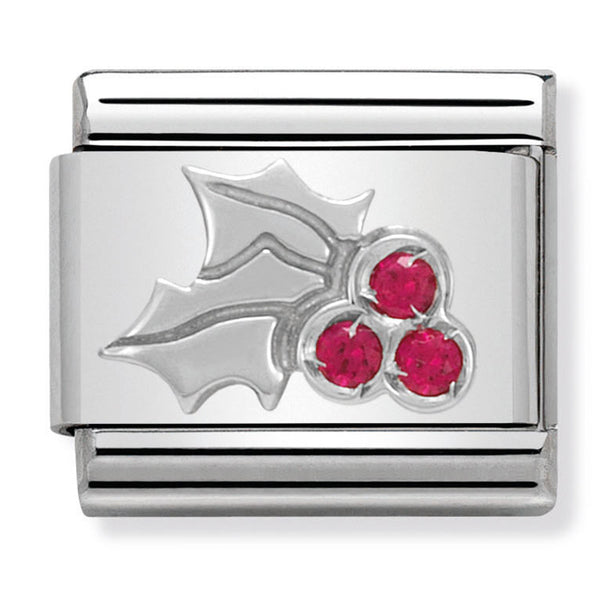 🎄Christmas - Red Holly Silver Charm