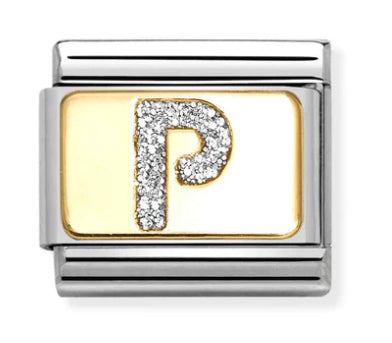 Glitter Letter P Gold Charm