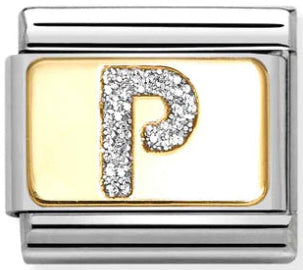 Glitter Letter P Gold Charm