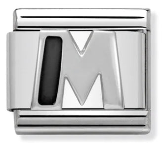 Letters - Black Letter M Silver Charm