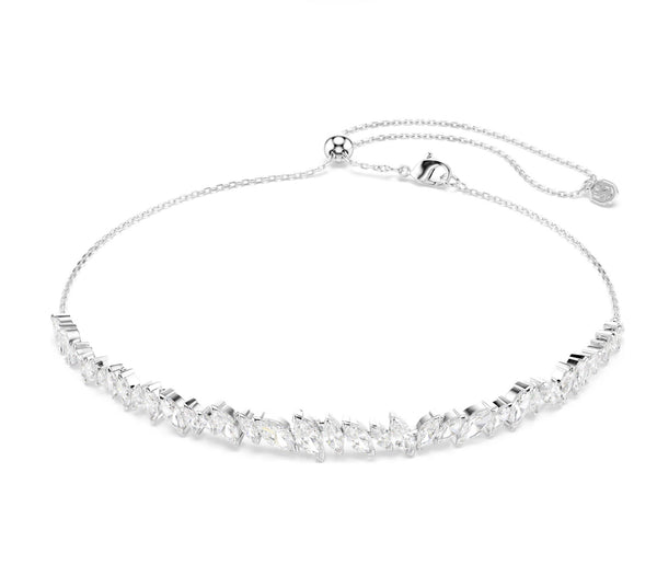 Mesmera: White Marquise Cut Crystals Silver Choker