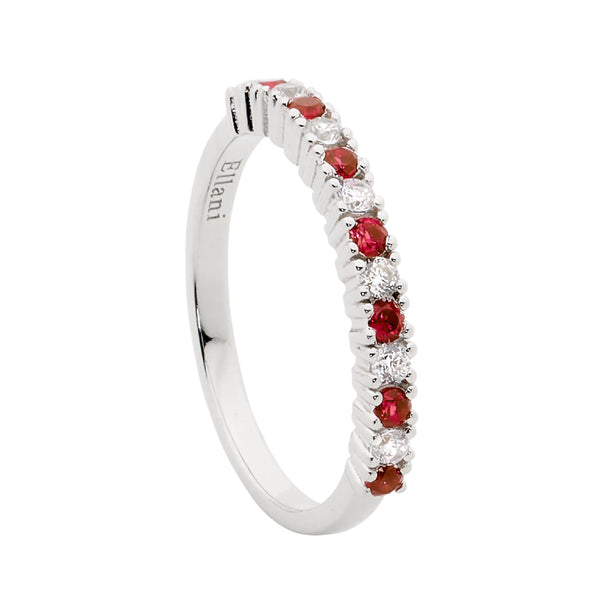 Ring - SS Red & Clear CZ - Size 7 (N1/2)