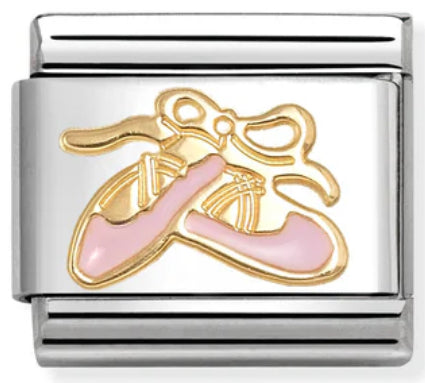 Hobbies - Pink Ballet Shoes Gold Charm