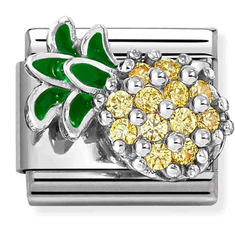 Fruit - Pineapple with CZ Silver Charm