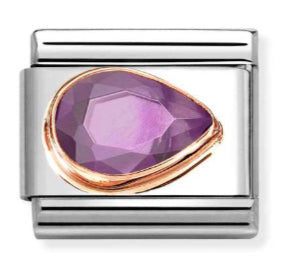 Violet CZ Right Drop Faceted Rosegold Charm