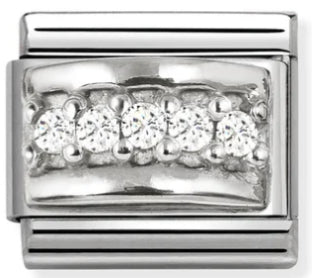 Symbols - White CZ Pave Design Silver Charm