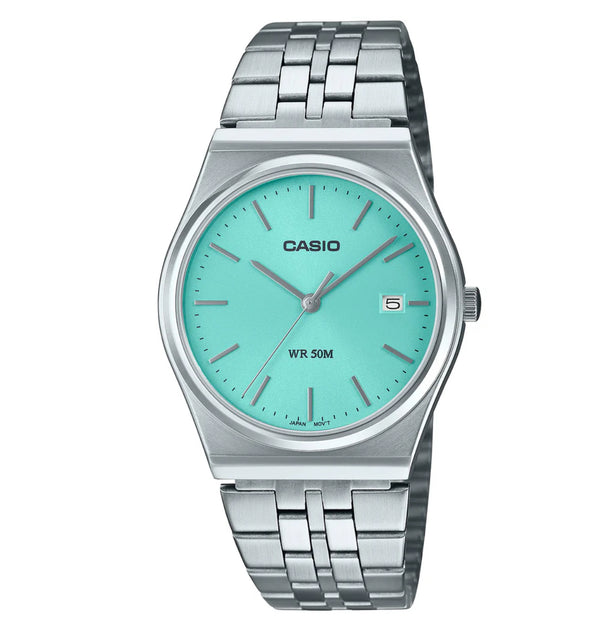 Casio Gents Analogue Blue Face/Stainless Steel Band Watch