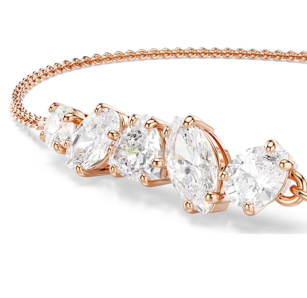 Mesmera: White Mixed Cuts Crystal Rosegold Bracelet