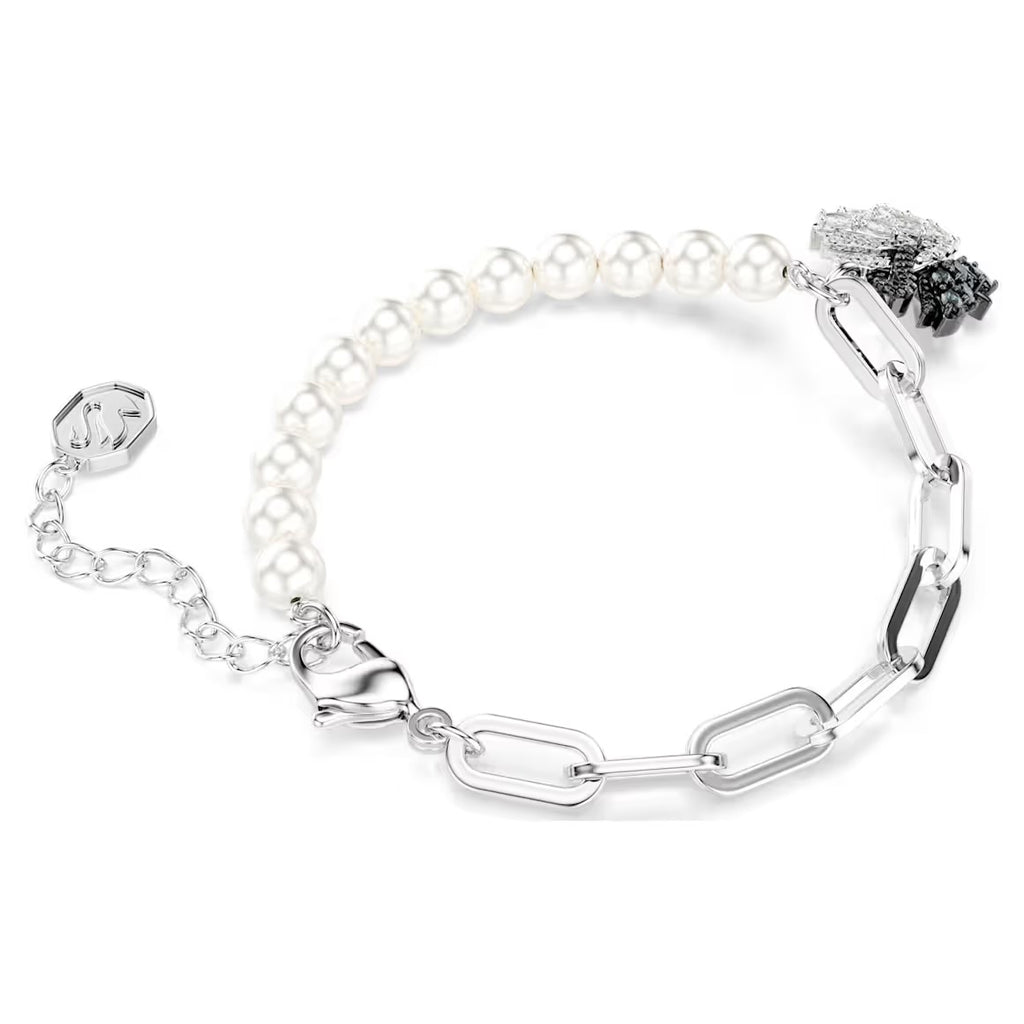 Swan Pearl, Swan, Black Silver Bracelet