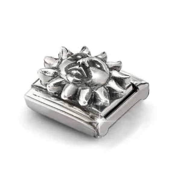 Symbols - Sun Relief Oxidised Silver Charm