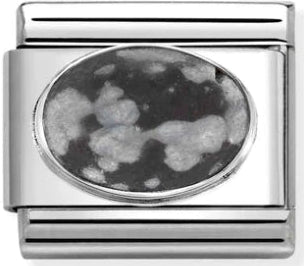 Hard Stone - Snowflake Obsidian Matte Stone Silver Charm