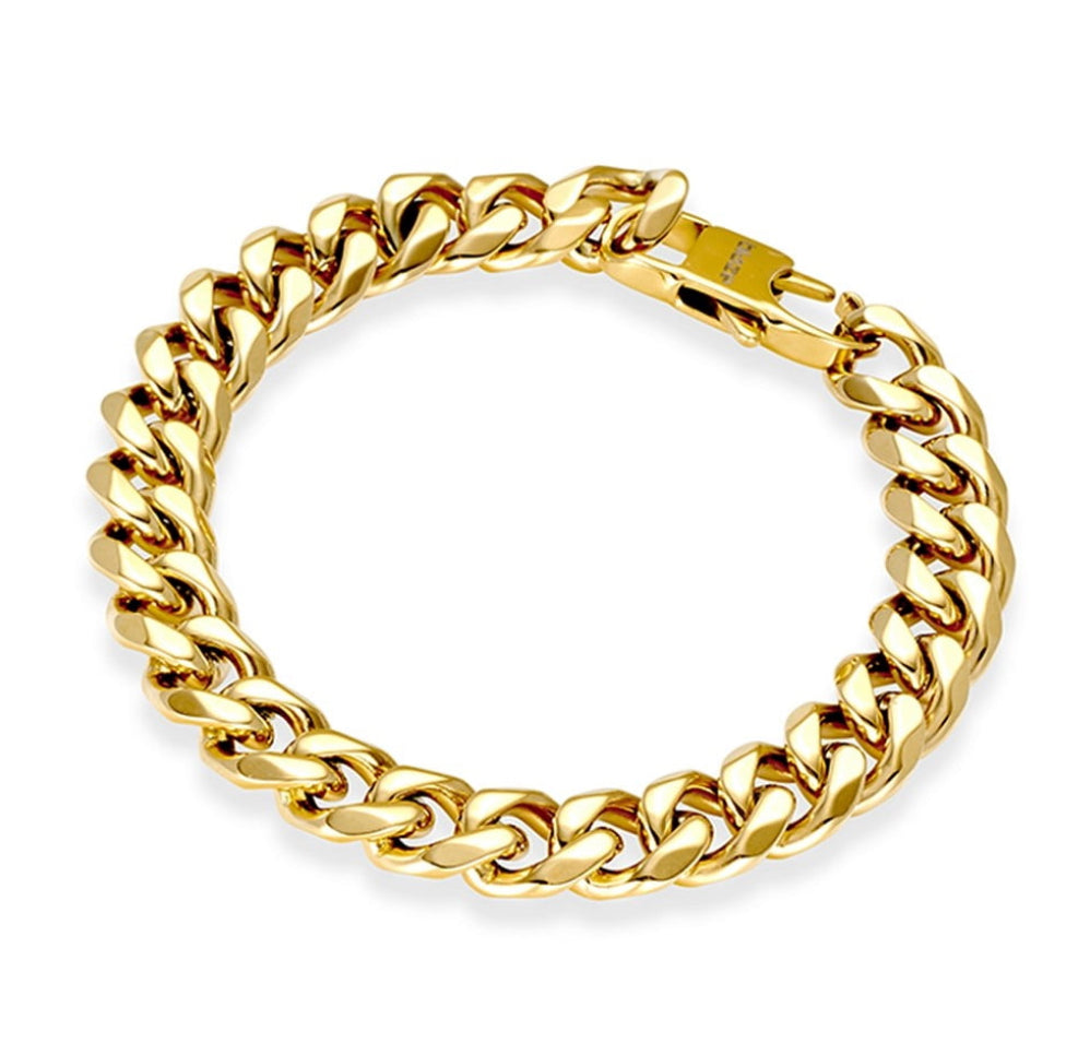 Bracelet - Blaze S/Steel YGP 10mm Cuban Link
