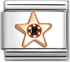 Symbols - Star with Black CZ Rosegold Charm