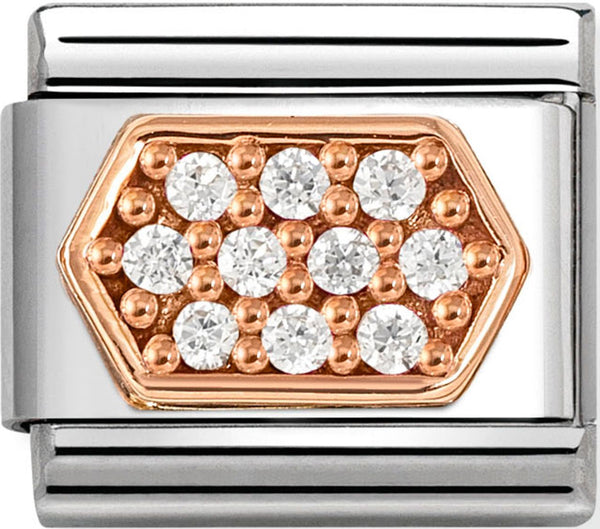 Symbols - White CZ Hexagon Rosegold Charm