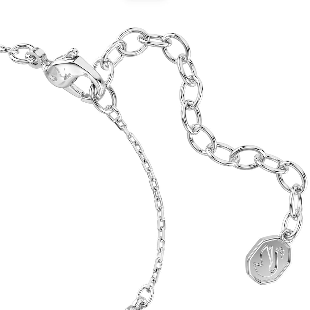 Swan: White Mixed Cuts Crystal Swan Silver Bracelet