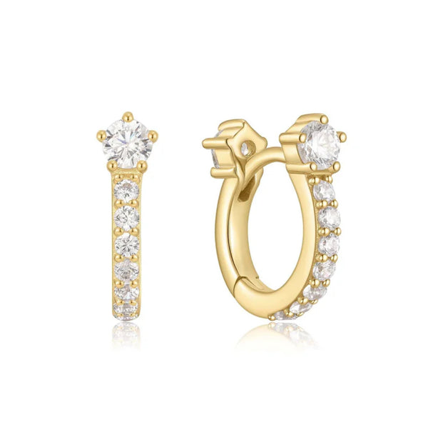 Sparkling Pavé Huggie Hoop Earrings - 2 Colours