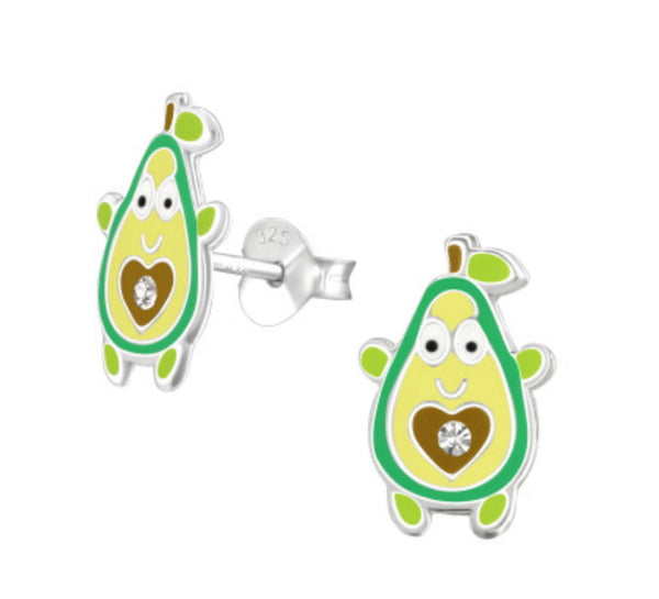Kids Avocado Silver Stud Earrings