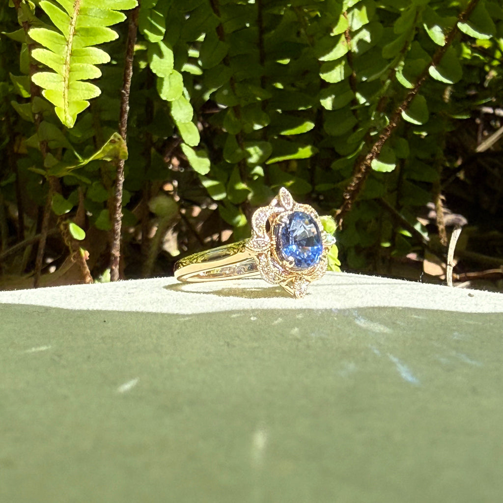 14ct YG Ceylon Sapphire Ring