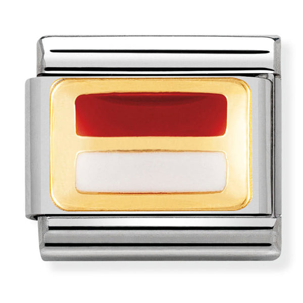 Europe Flag - Monaco/Indonesia Gold Charm