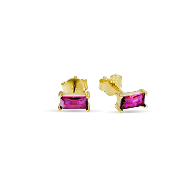 Ruby Pink CZ Baguette Studs
