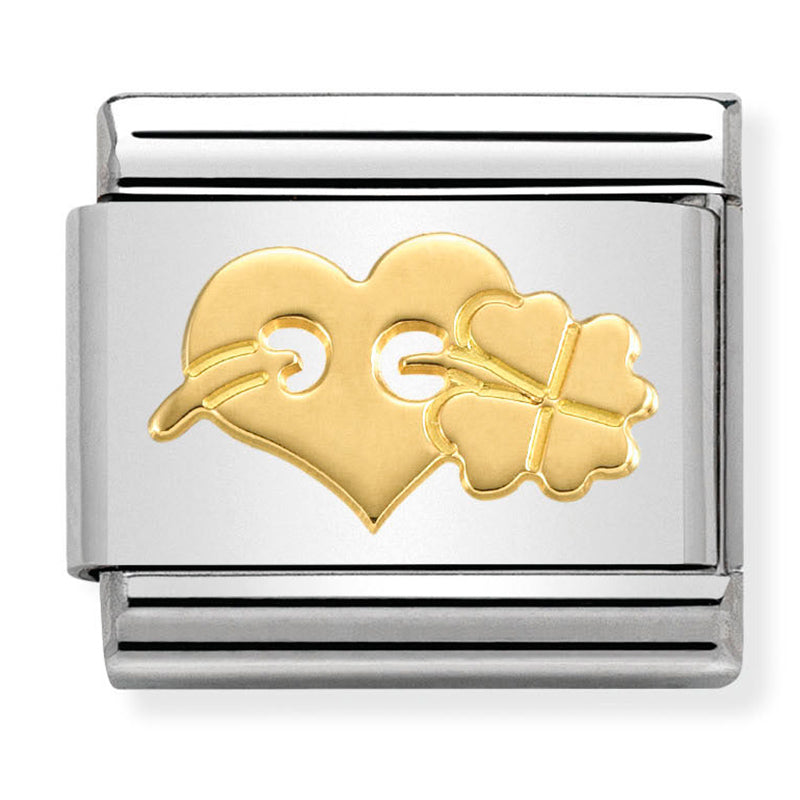 Good Luck - Heart and Clover Gold Charm