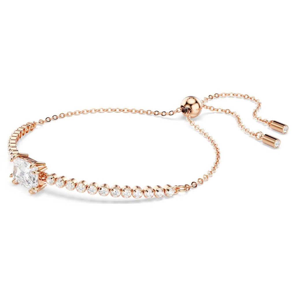 Matrix: White Mixed Cuts Rosegold Tennis Bracelet
