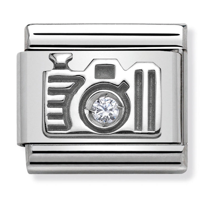 Hobbies - Camera with CZ Silver Charm
