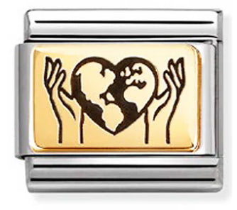 Symbols - World in your Hands with Black Enamel Gold Charm