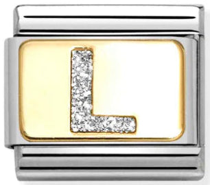 Glitter Letter L Gold Charm